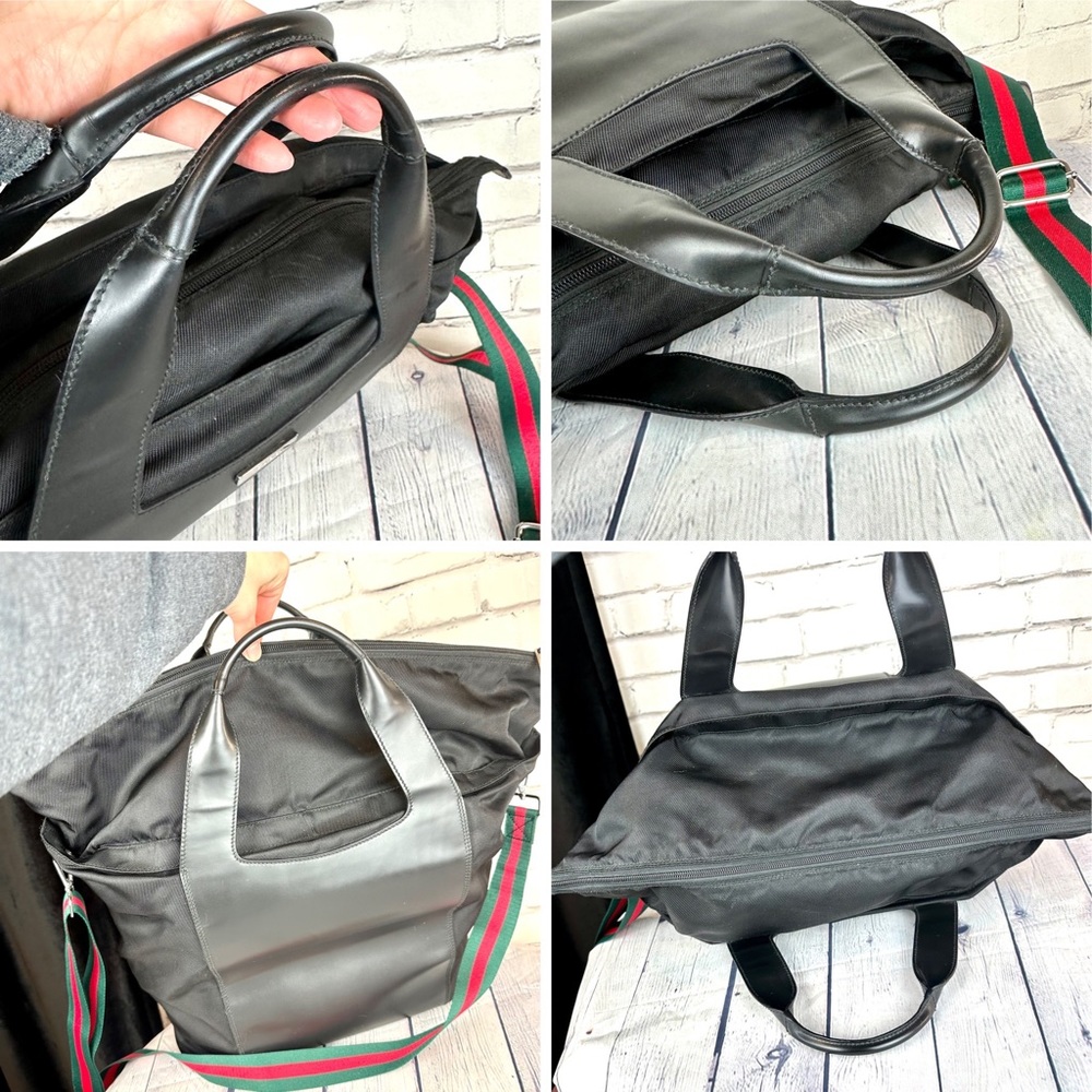 GUCCI black leather and nylon travel over-night crossbody bag LIKE NEW - Picture 14 of 16